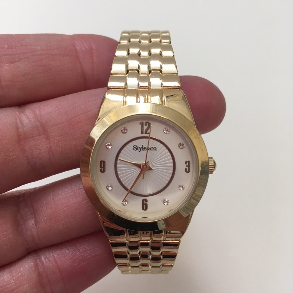 Gold with rhinestones Style&Co. watch. Like new!